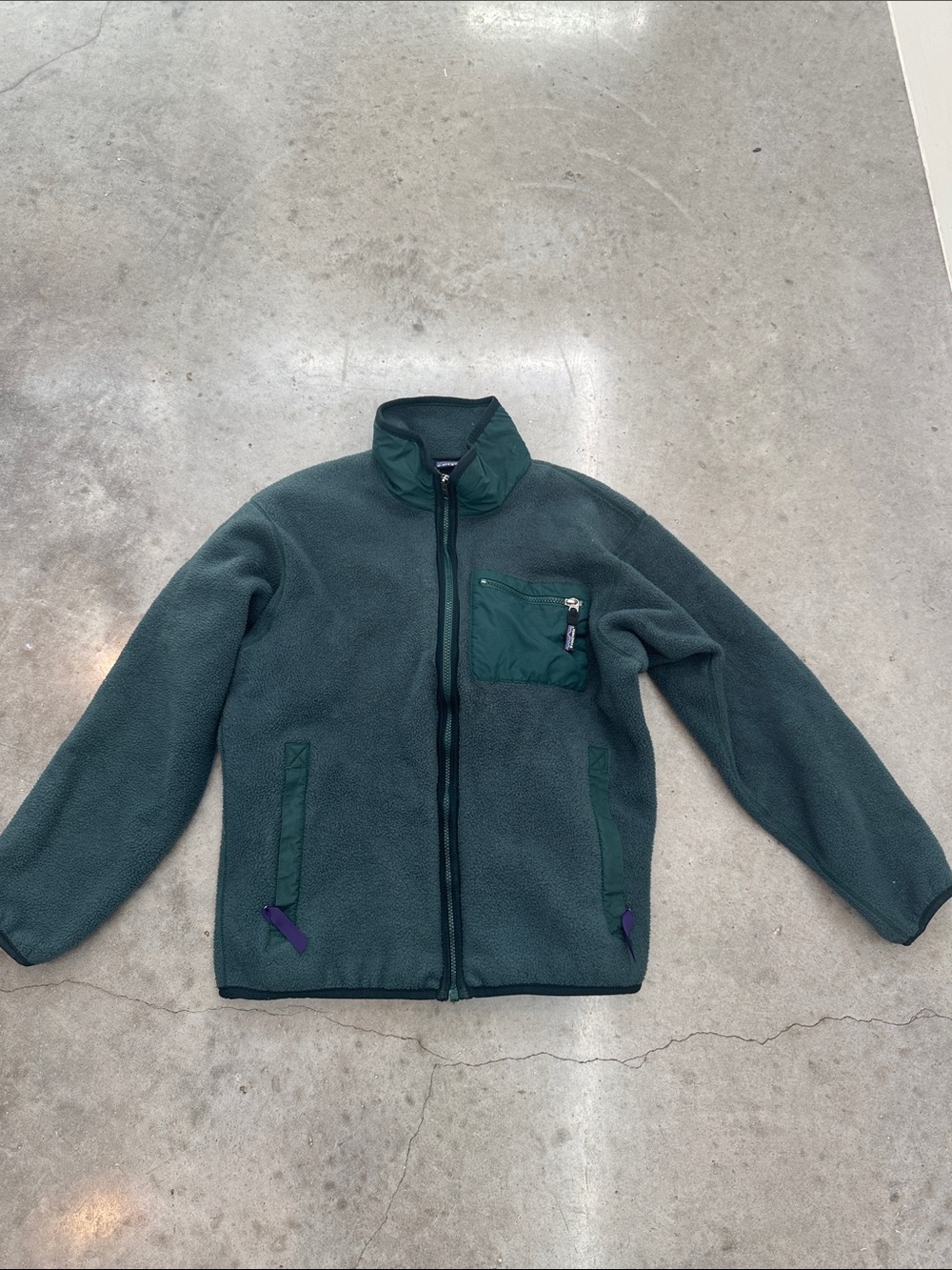 Vintage 90s Patagonia Synchilla Full-Zip Fleece Jacket — Teal/Dark Green, Size M